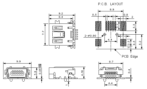 Micro usb разъем чертеж